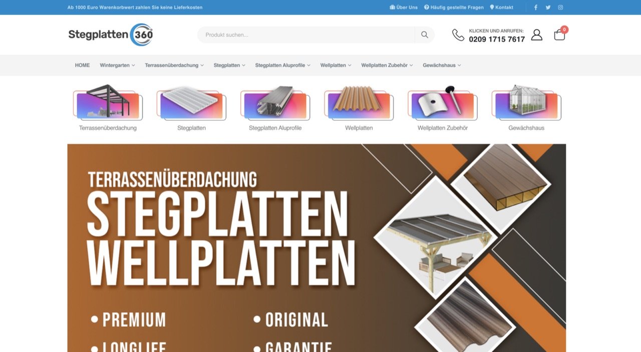 Onlineshop Stegplatten 360° – betreut von Schnelldigital